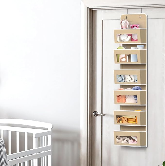 Simple Houseware 6 Clear Window Pocket Over Closet Door Storage Hanging