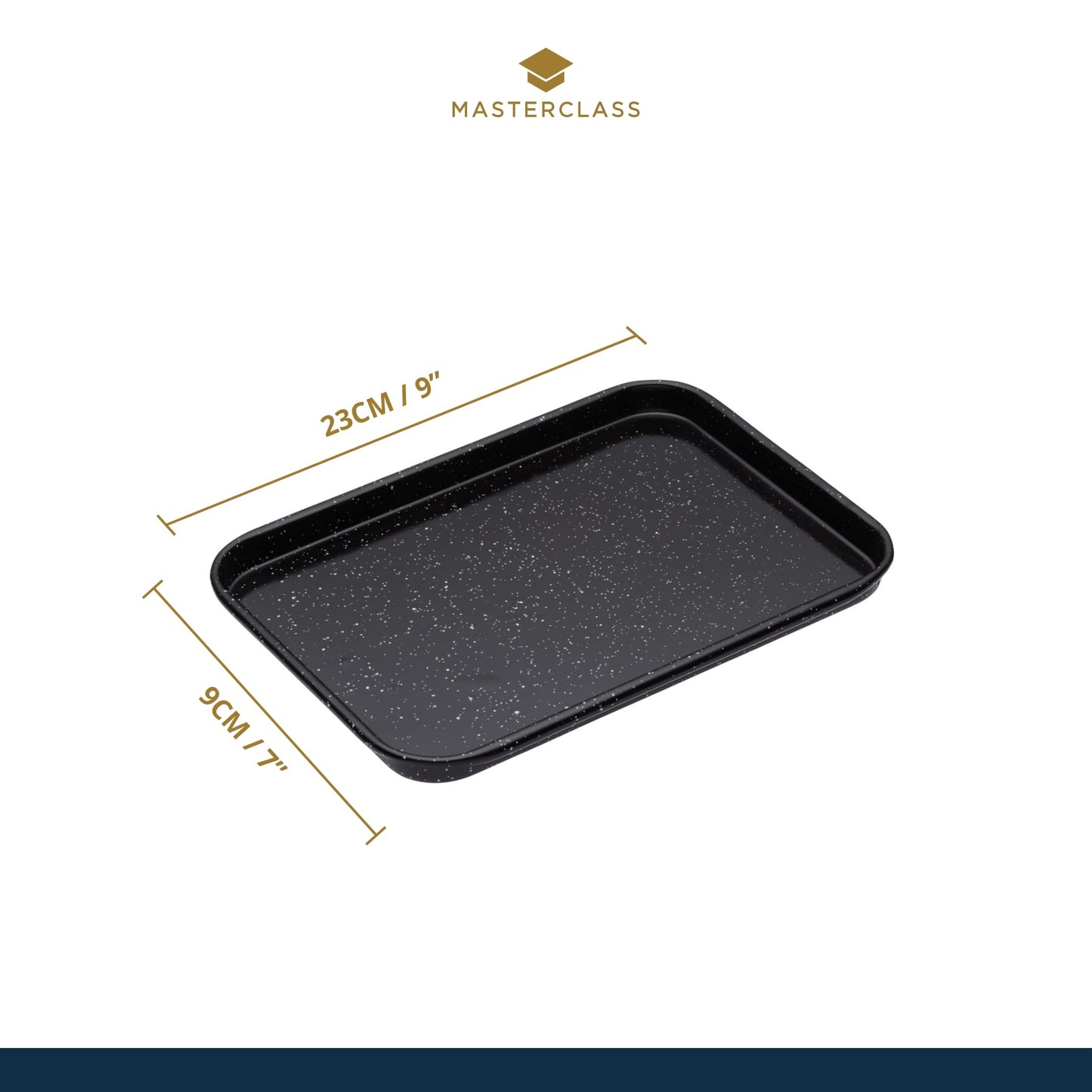 MasterClass Small Baking Tray, Scratch Resistant Vitreous Enamel and Induction Safe, 1 mm Thick Steel, 24 x 18 cm, Black