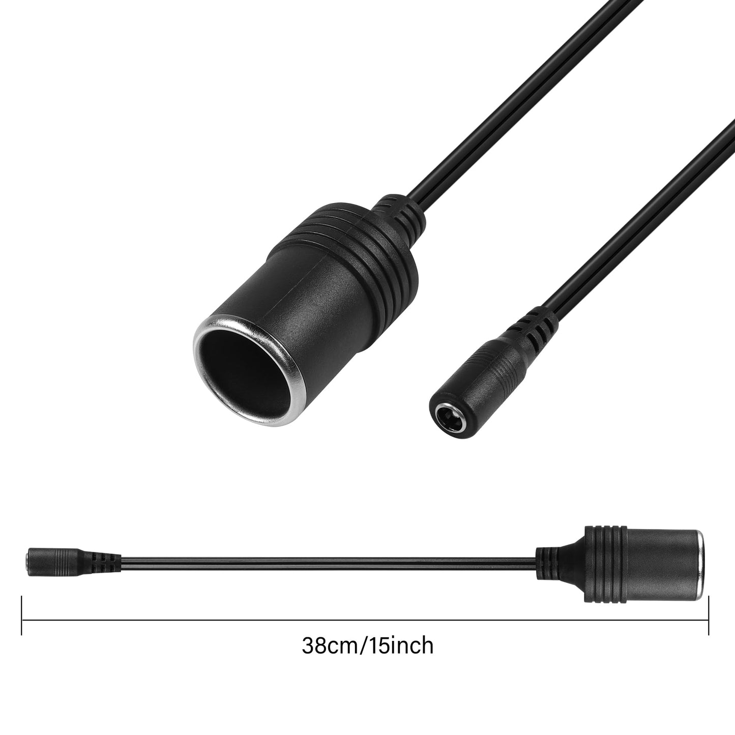 GINTOOYUN Cigarette Lighter Power Supply Cable,12V Car Cigarette Lighter Female to DC 5.5mm x 2.1mm Female Plug Adapter for Car Charger,Car Refrigerator,Car Vacuum Cleaner etc(1ft 30cm)