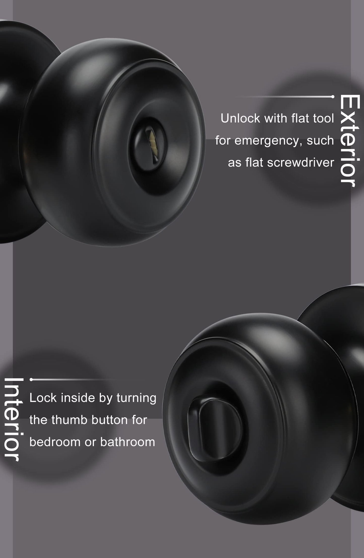 goldenwarm Black Interior Door Knobs, Matte Black Privacy Door Knob, Black Bedroom Door Knobs, Black Door Knobs Interior Bulk, Indoor Bathroom Door Knob(8 Pack, Matte Black)