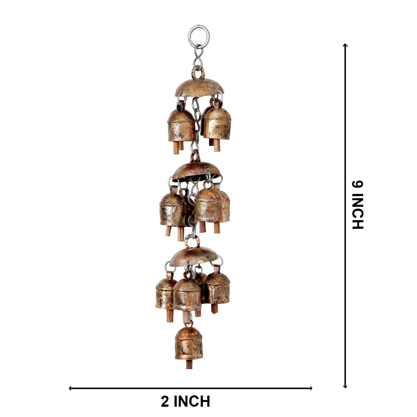 Chandelier Wind Chimes Metal Rustic Gold 13 Bells for Front Door Christmas Decor & Gifts
