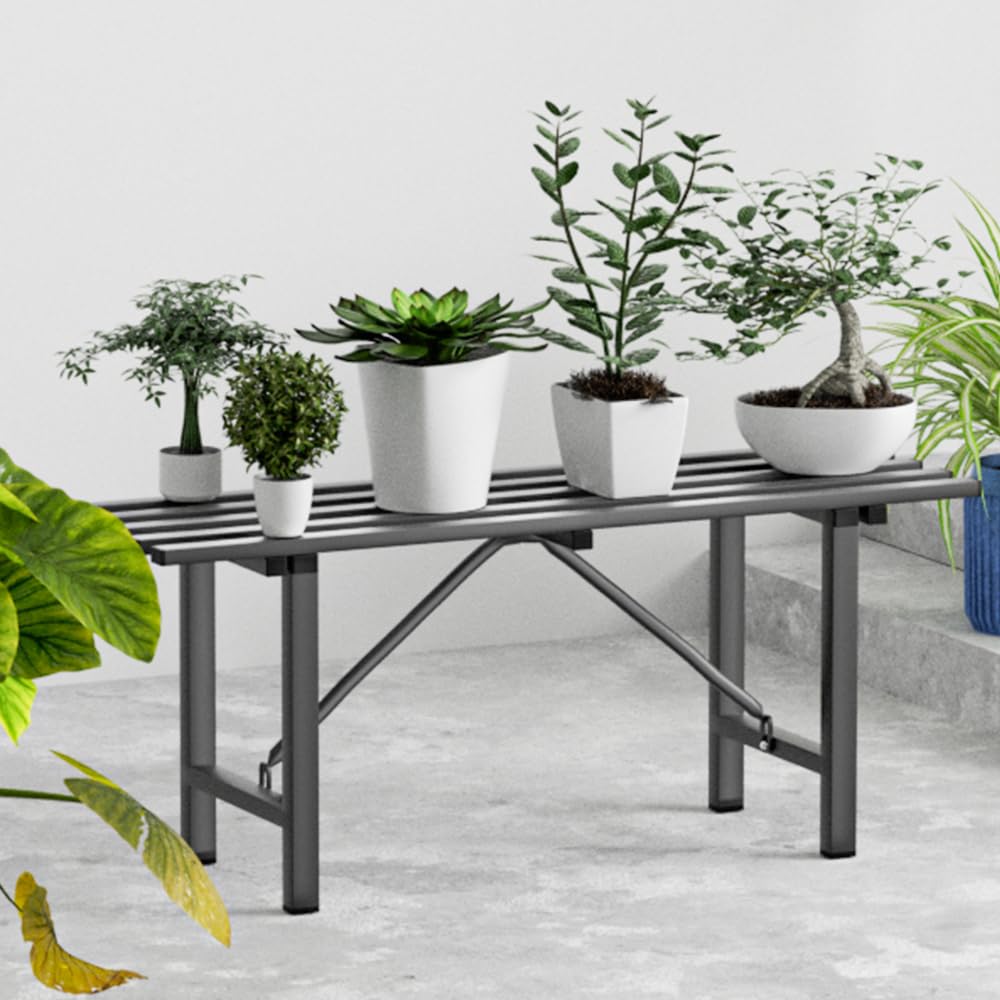DHYGOTFUR Premium Aluminum Plant Stand - Home Decor & Outdoor Garden Solution with 300 LBS Capacity, L37.8 x W11.4 x H13.8 inch