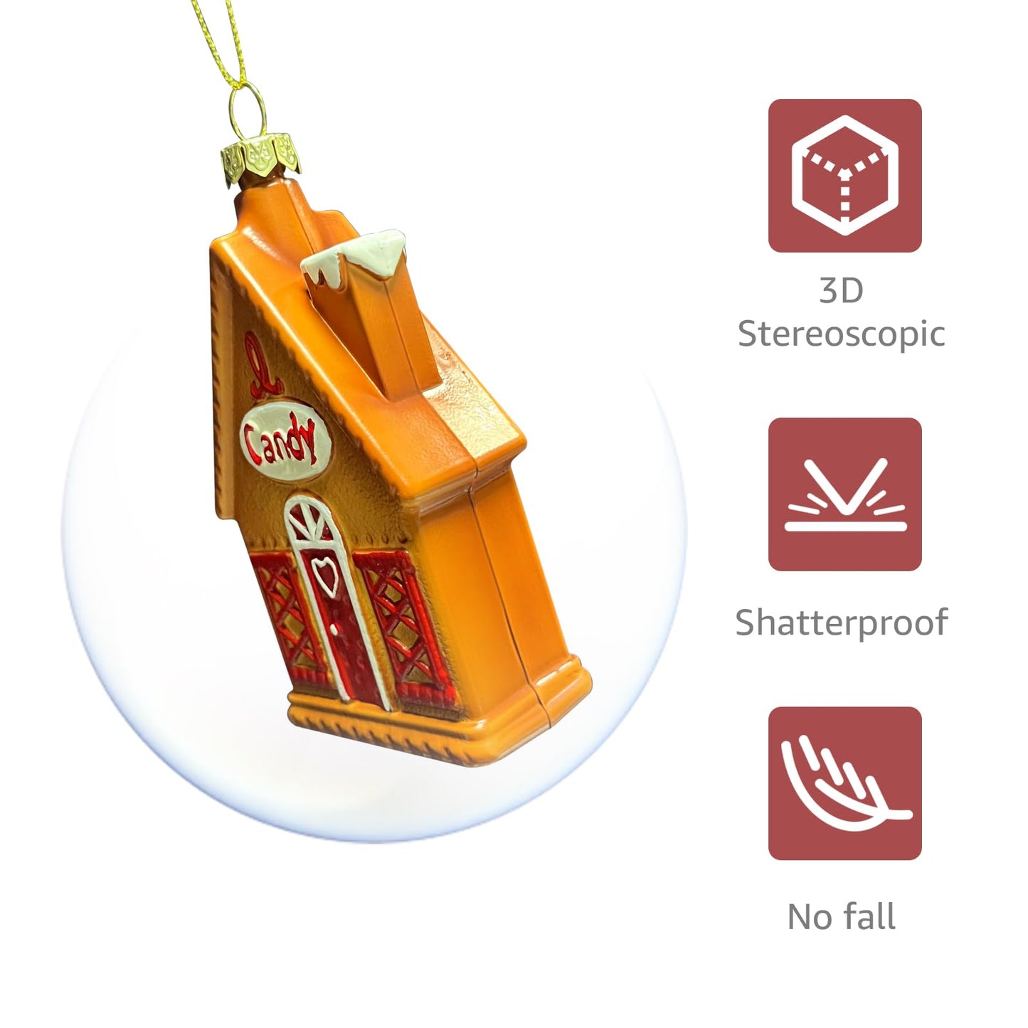 IGERI 3pcs Gingerbread Christmas Tree Ornaments Set 2025 House Shatterproof Ornament 3D Decorations Indoor Unique Decor Gifts for Grandkids