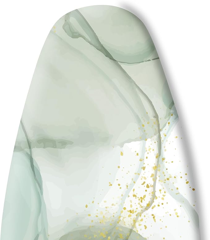 Extra Thick Ironing Board Cover and Pad, Sage Green Marble 15x54 Ironing Board