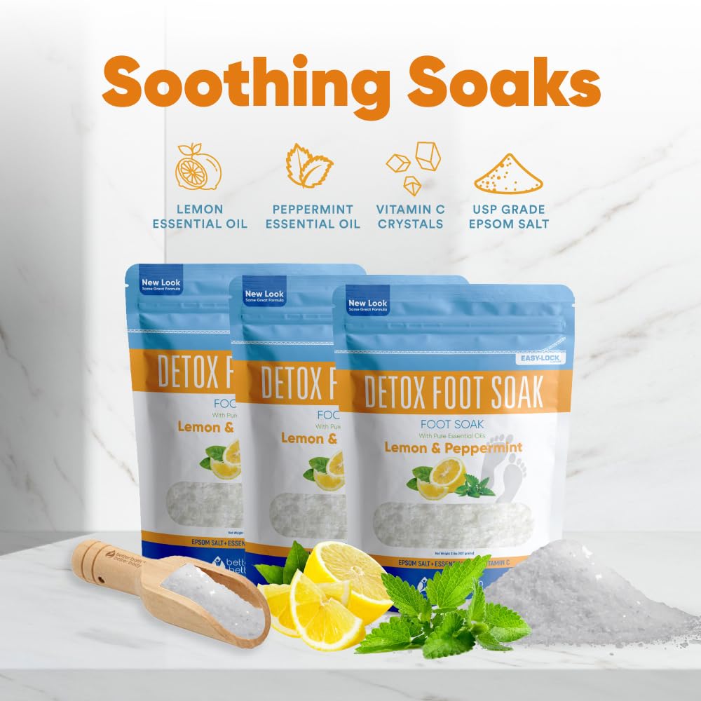 Detox Foot Soak (2 LBs) Epsom Salt Foot Soak with Lemon & Peppermint Essential Oils