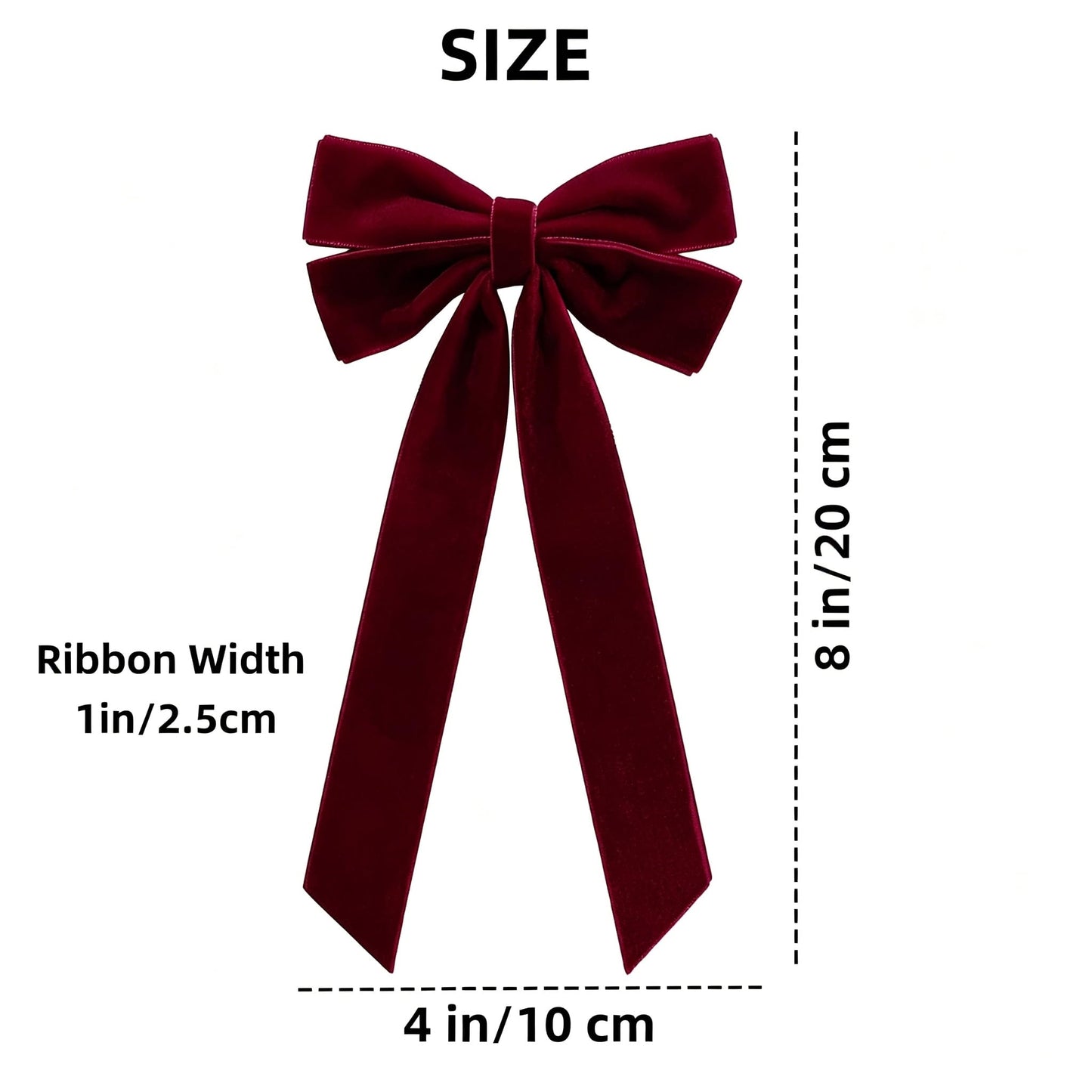 36PCS Burgundy Velvet Bows for Christmas Tree, 4x8" Pre-made Luxury Velvet Ribbon Bows Ornaments with Twist Ties & Self Adhesive for Xmas Tree Wreath Garland Gift Wrapping Home Indoor Outdoor Decor