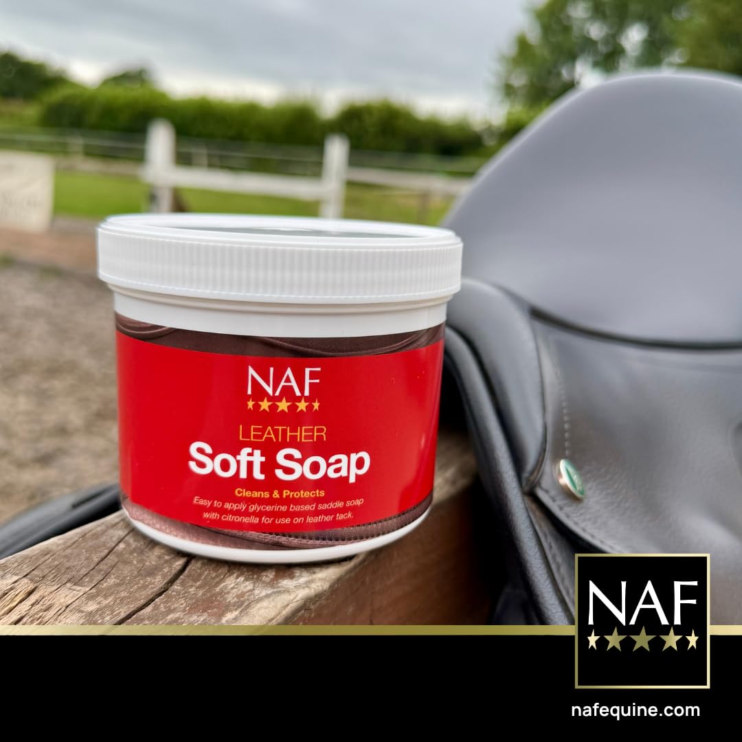 NAF Leather Soft Soap 450g – Glycerine-Based Saddle Soap for Leather Care – Cleans, Conditions & Preserves Tack – Easy-to-Use with Sponge Included