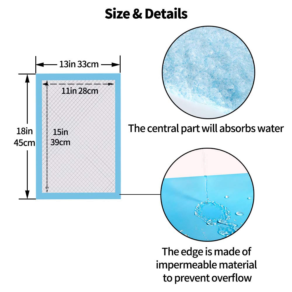 Amakunft Rabbit Pee Pads, Pet Toilet/ Potty Training Pads, Super Absorbent Guinea Pig Disposable Diaper for Hedgehog, Hamster, Chinchilla, Cat, Reptile and Other Small Animal (Blue, 50pcs-18"x13")