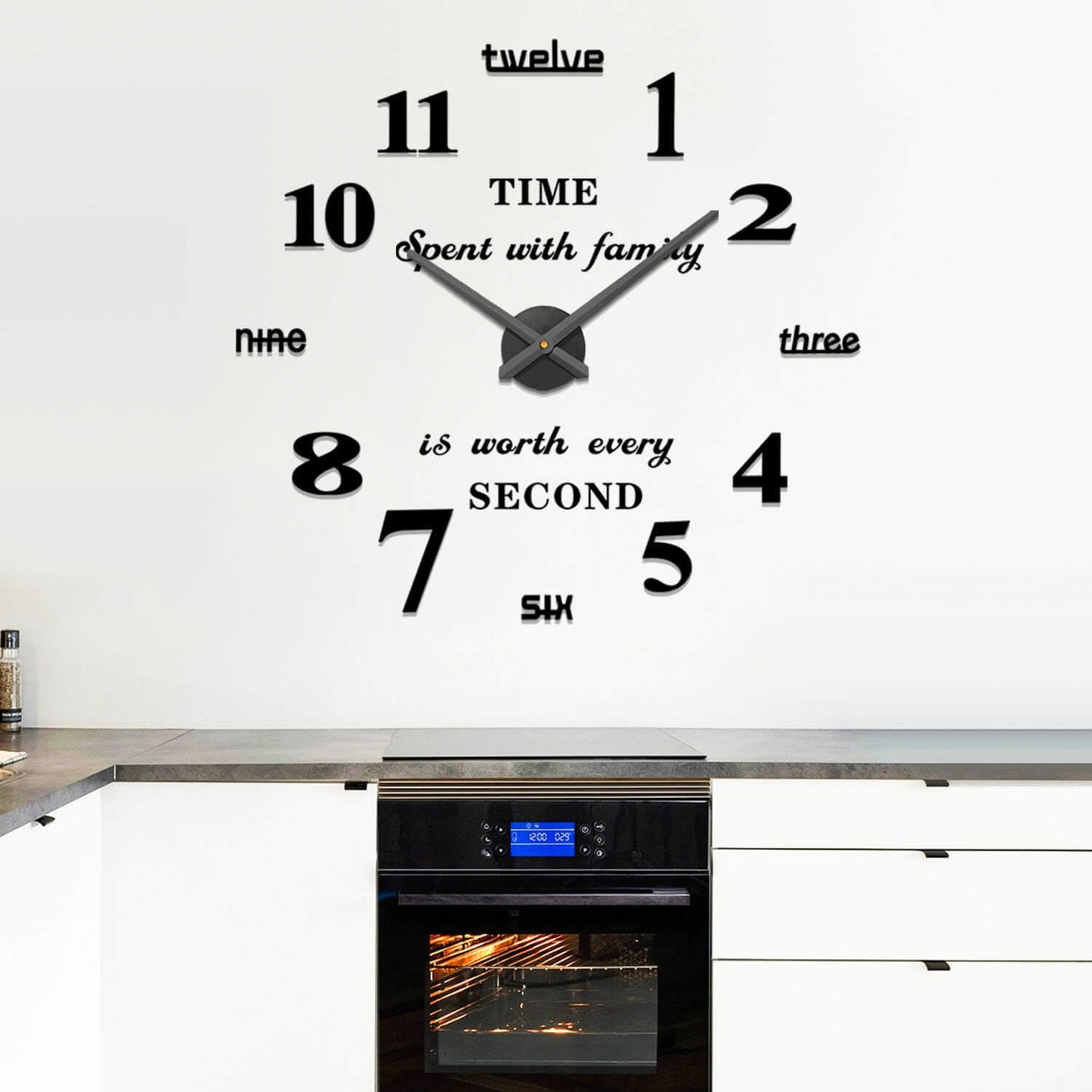 VANGOLD Large DIY Wall Clock Modern 3D Wall Clock with Mirror Numbers Stickers for Living Room Office Decorations Gift
