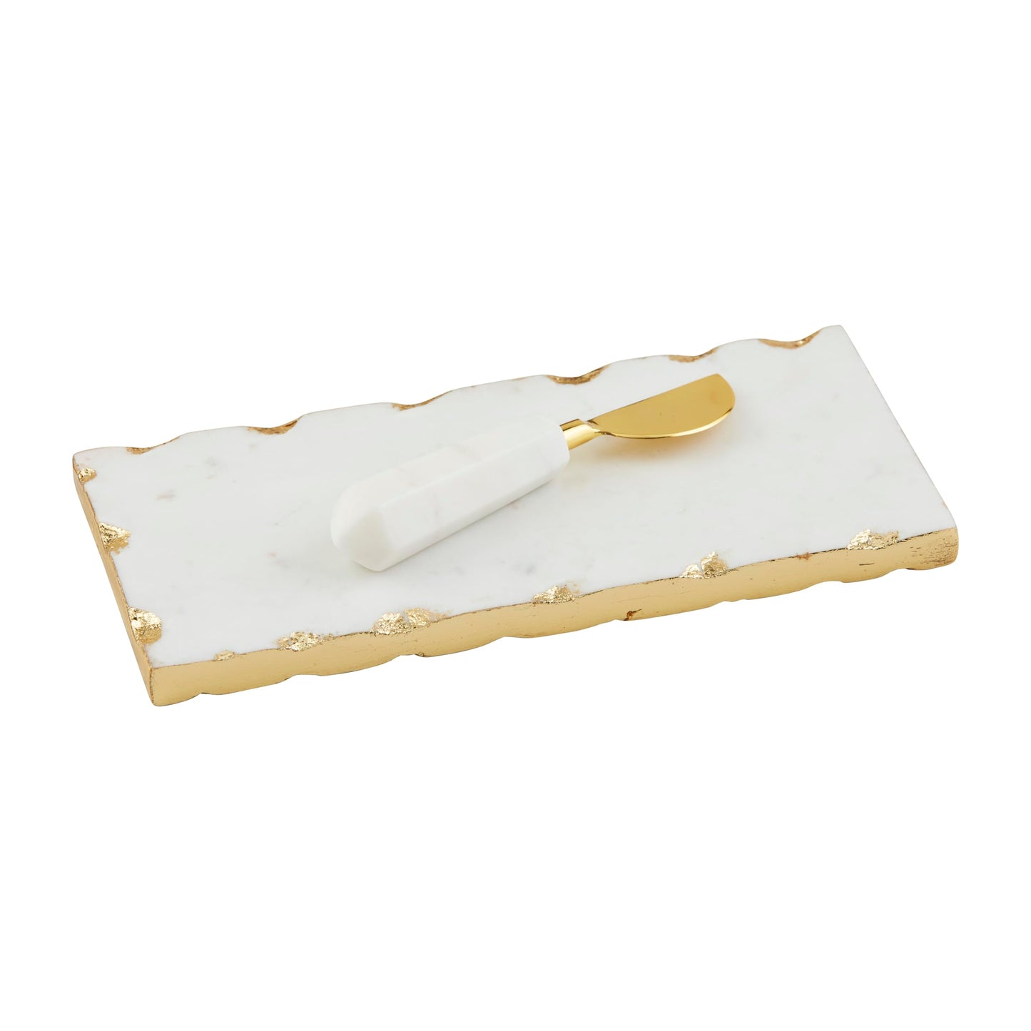 Mud Pie White Marble Everything Plate; board 4" x 9" | spreader 5 1/2"