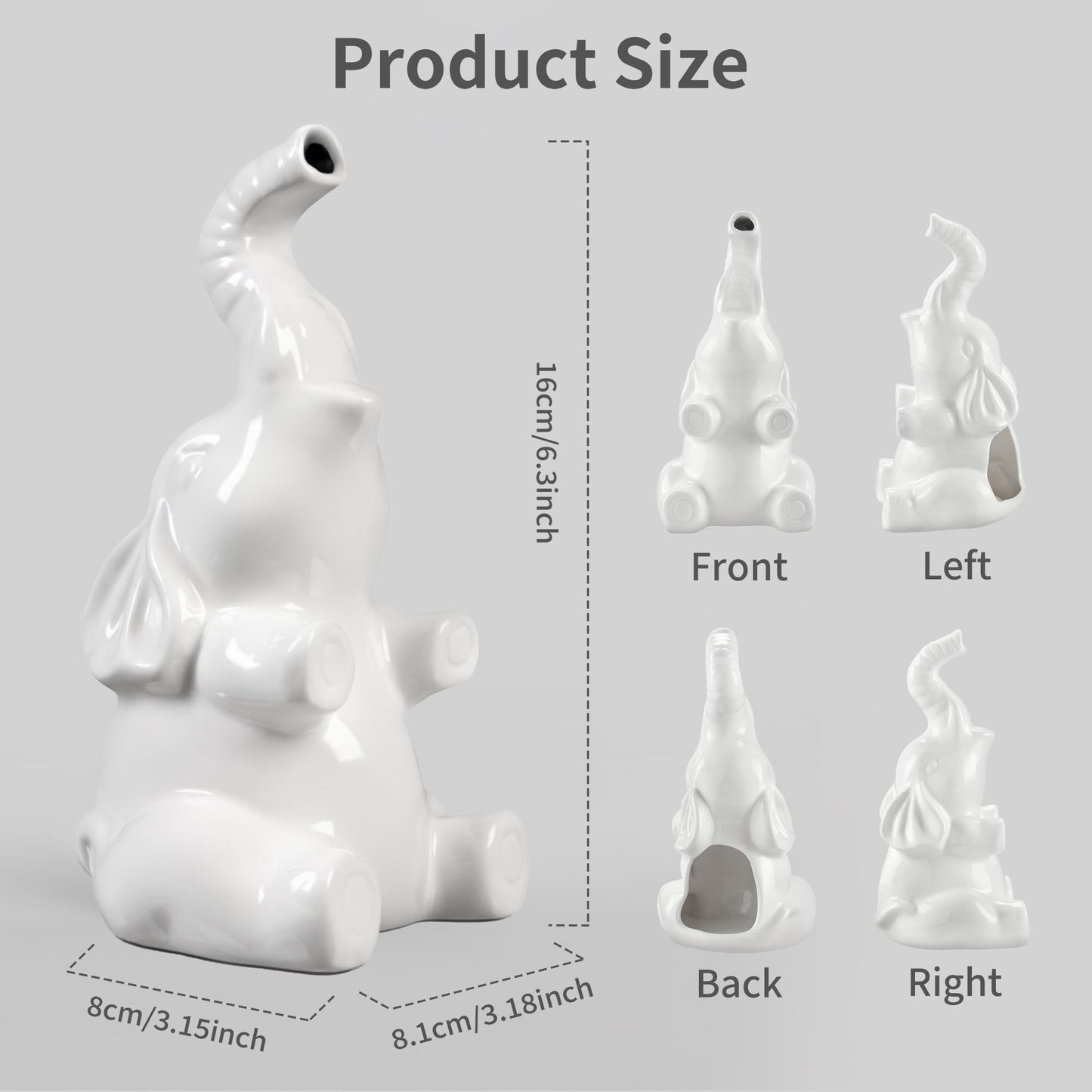 Potiera Small Cute Elephant Incense Holder, Handmade Ceramic Palo Santo and Cone Incense Burner for Meditation Home Decor, Mother's Day Elephant Gifts for Women, Christmas Birthday Gift for Mom Dad