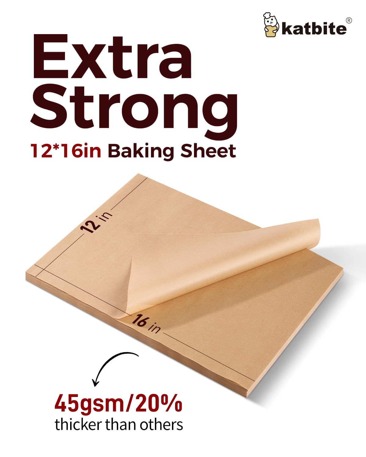 Unbleached Parchment Paper 200 PCS, Katbite 12X16 inches(30X40cm) Baking Paper, Heavy Duty and Non-Stick Parchment Paper Sheets for Baking for Air Fryer, Grilling, Steaming