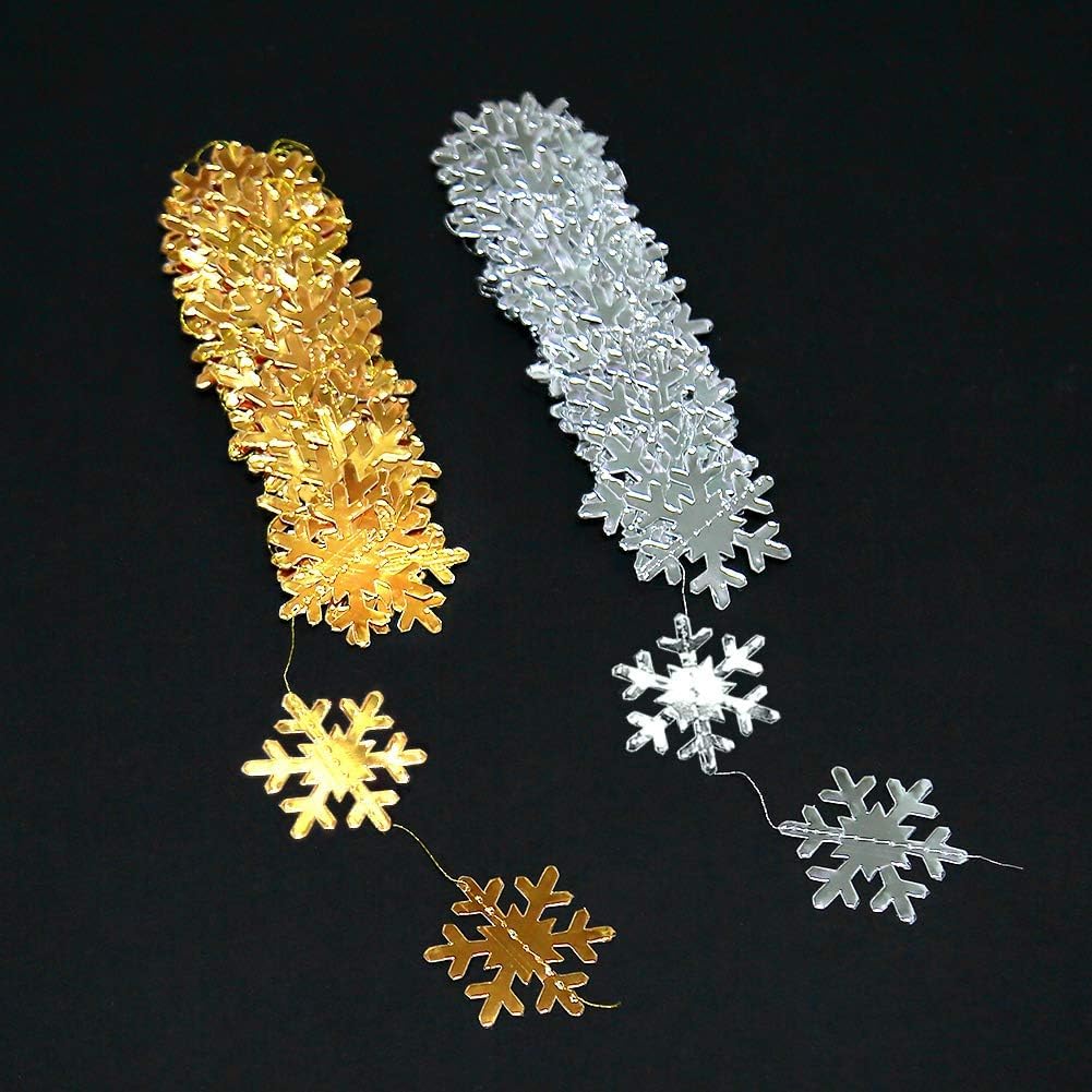 Cheerland Clearance Silver and Gold Snowflake Decorations Hanging Winter Birthday Party Garland Christmas Snowflakes Xmas Snow Flake Streamer Wall Backdrop Holiday Classroom Baby Showers Office Decor