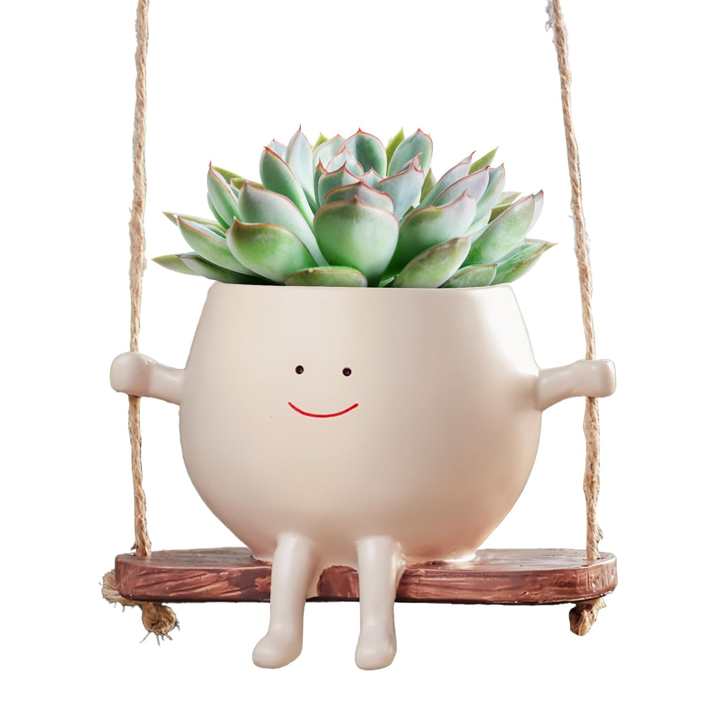 2 PCS Swinging Face Plant Pots 【2025 THICKEN VERSION】Unique Cute Hanging Succulent Cactus Flower Head Resin Planters Pots for Indoor & Outdoor, Creative Novelty Decorative Planter Gift for Home Garden