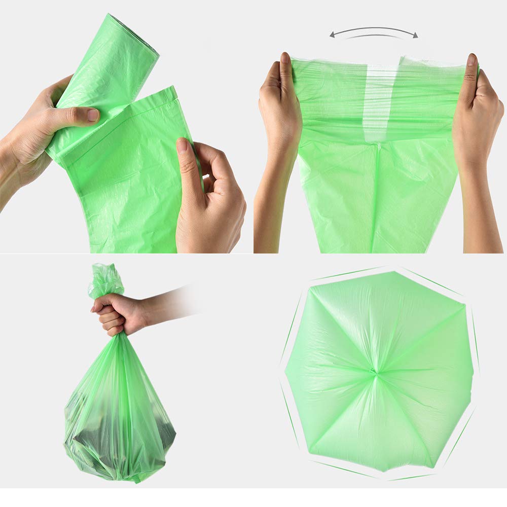 200 Counts 2.6 Gallon 10L Compost Bags, Compostable Trash Bags for Kitchen Compost Bin, Green Compostable Liner Bags for Food Scrap, Garbage Bags for Bedroom, Bathroom, Office
