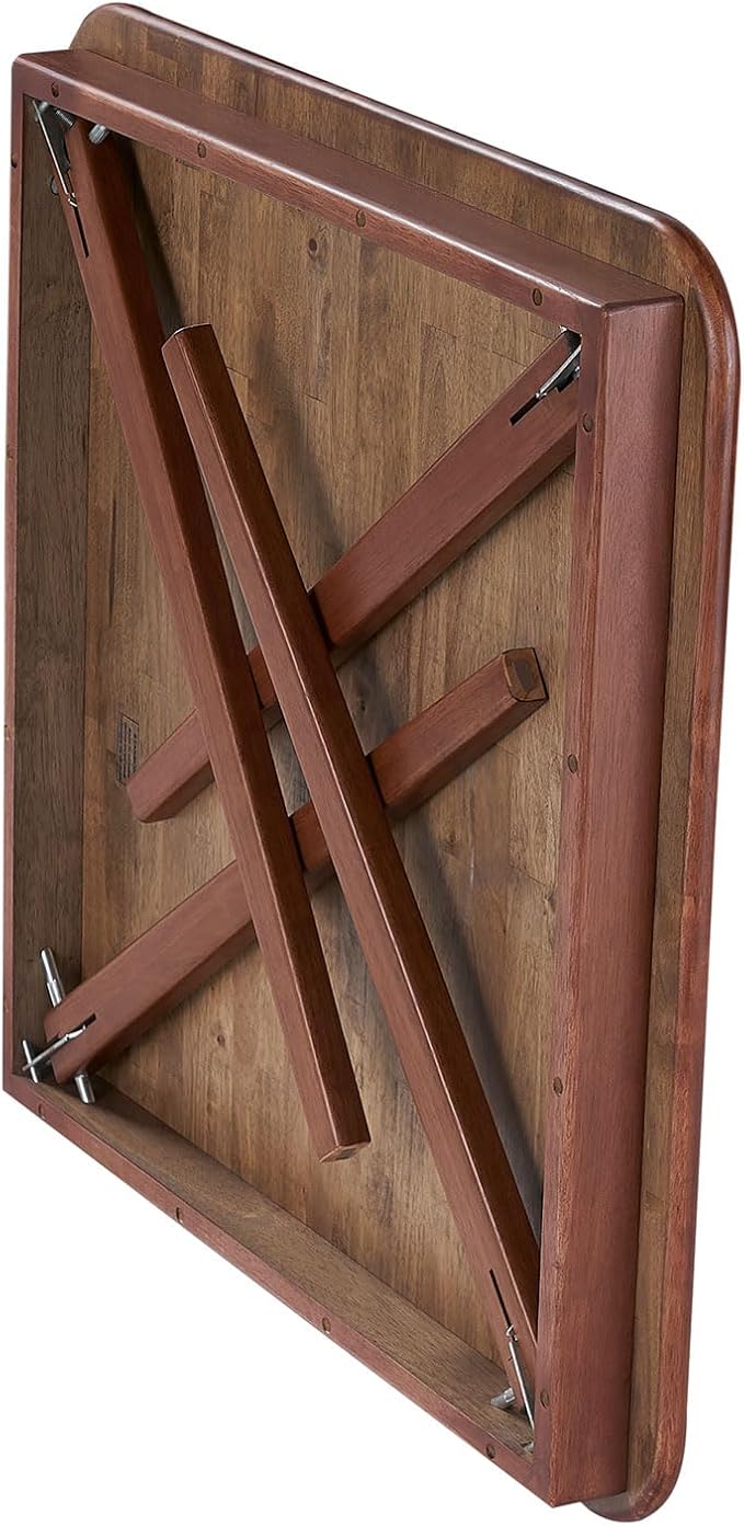MECO Stakmore Classic Straight Edge Solid Wood Folding Card Table, Cherry Frame