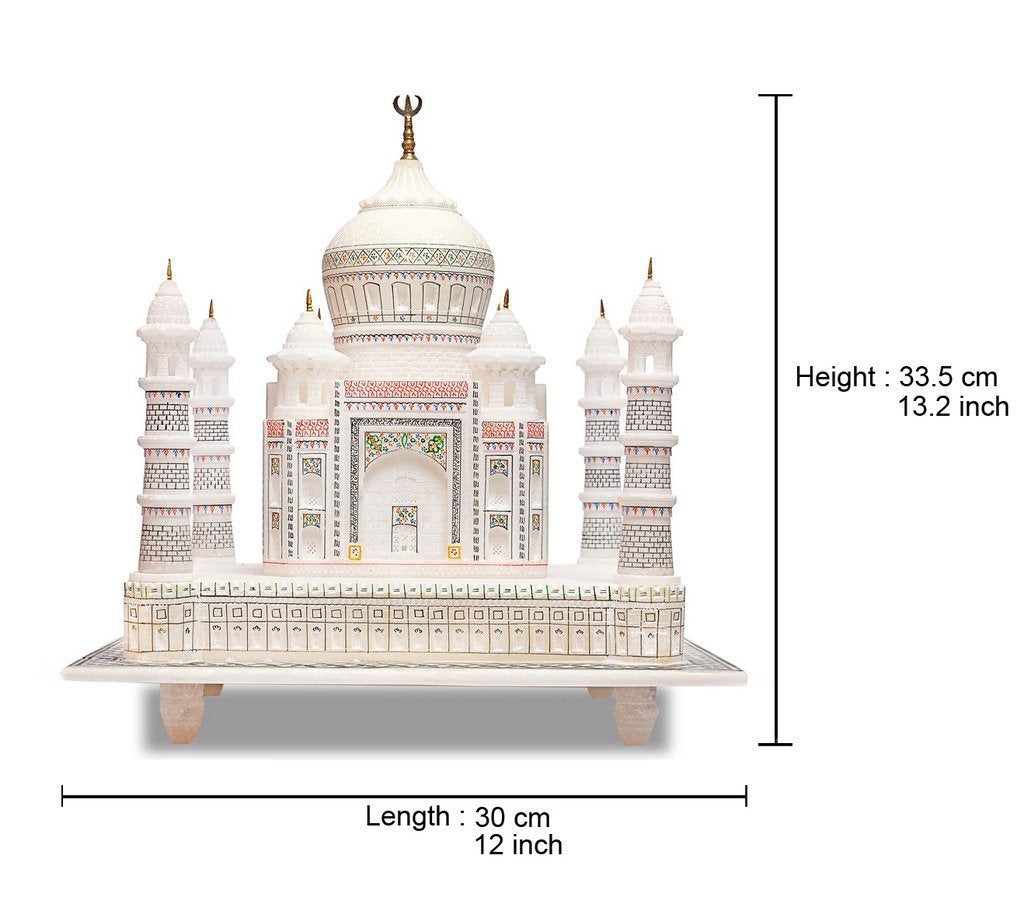 craftslook 7 Inch Taj Mahal Marble Replica – Handmade Miniature Model from India, Agra Souvenir, Symbol of Love – Home Decor Gift, Collectible Architecture Set, Indian Handicraft