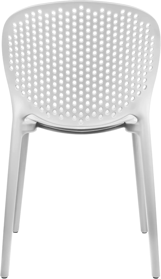 2xhome Patio Dining Chair | Modern Stackable Outdoor Pool Side Chair | Weather Resistant Plastic for Yard, Porch, Balcony, Kitchen, White, Single, Set of 1