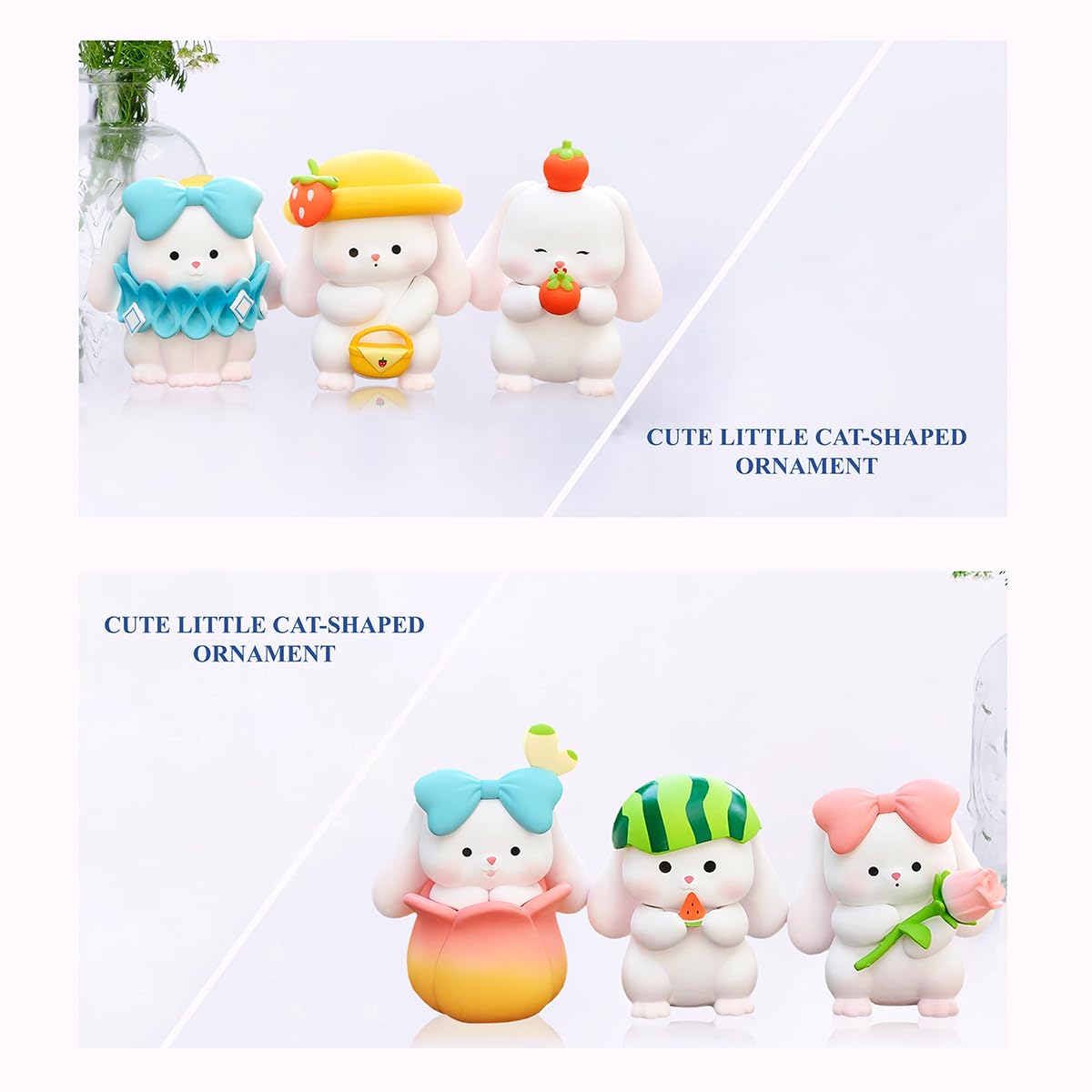 GGJQQDM Cosplay Rabbit Figure Set Cute Anime Desktop Decoration Ornament Kawaii Anime Figure Fan Birthday Gift Collection 1.6x2.2IN (6PCS)