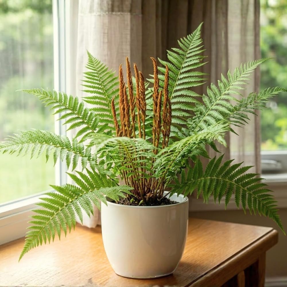 5 Cinnamon Fern Plants, Live Perennial Fern Bare Root Starters, Tall Decorative Greenery for Shaded Backyard and Garden Rows