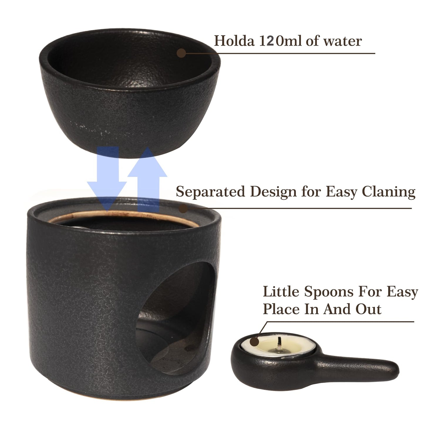 Zweipappel | Wax Burner | Tealight Warmer Ceramic | Wax Melt Candle Melter| Duftlampe | Scented Oil Diffuser with Tealight | Size H*11cm ø10cm with Removable Bowl & Tealight Holder | Matt Painting
