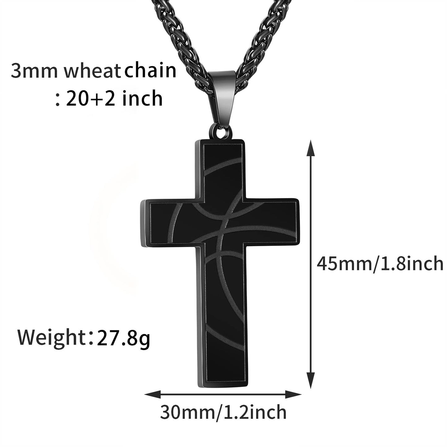 GLITTO Basketball Cross Necklace for Boys Men Christian Religious Chain Baptism First Communion Confirmation Jewelry Graduation Gifts Teenage Teen Kids Age Accessories Stuff