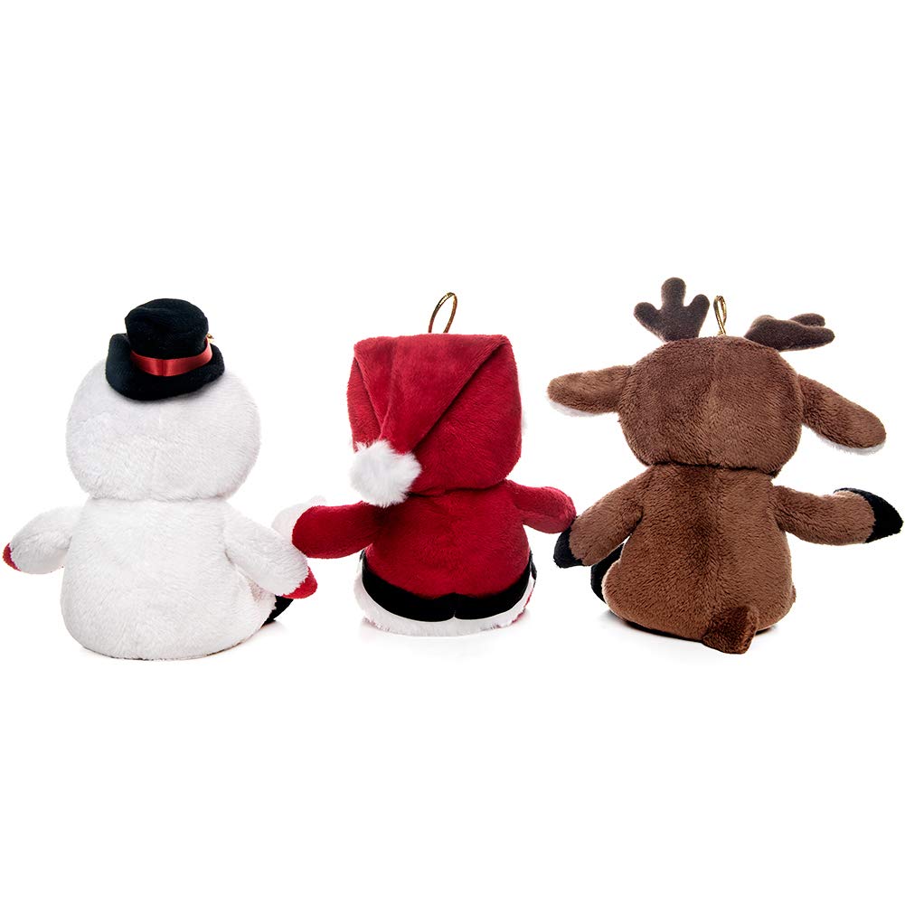 My OLi Christmas Teddy Bears Stuffed Animal 7in Plush Bears with Flippable Hats Pack of 3 : Santa, Reindeer and Snowman Soft Toys for Kids Boys Girls Hanging Decorations for Christmas Trees