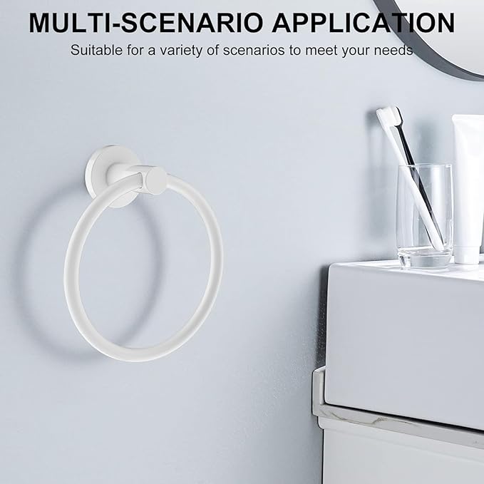 SetSail Towel Holder for Bathroom Wall White Towel Ring Stainless Steel Hand