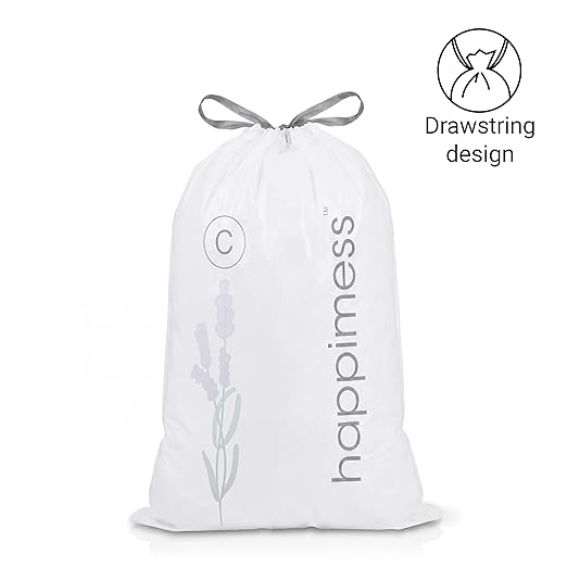 happimess 13.2 Gallon Drawstring Trash Bags, Lavender Scent, Heavy Duty MDPE