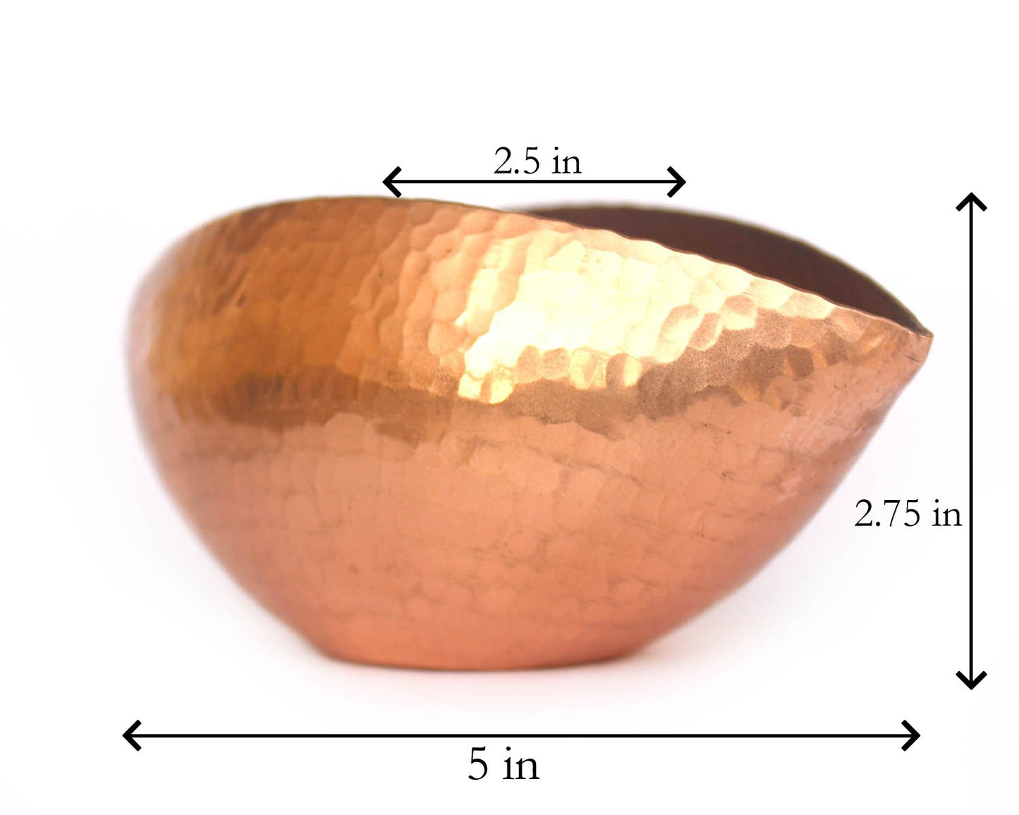 DeKulture Handmade Pure Copper Trinetra Pod Votive T Light Holder Candle Bowl Diya | Ideal for Home Table Decoration, 5x2.5x2.75 (LWH) Inches