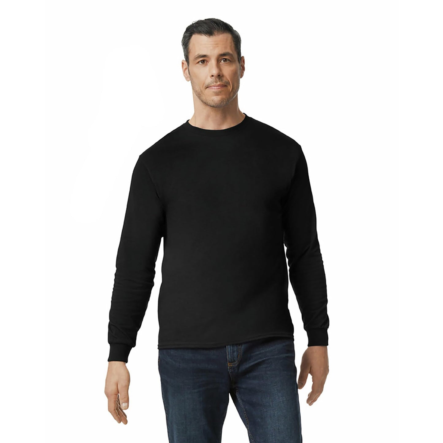 Gildan Men's Heavy Cotton Long Sleeve T-Shirt, Style G5400, 2-Pack, Black, Medium