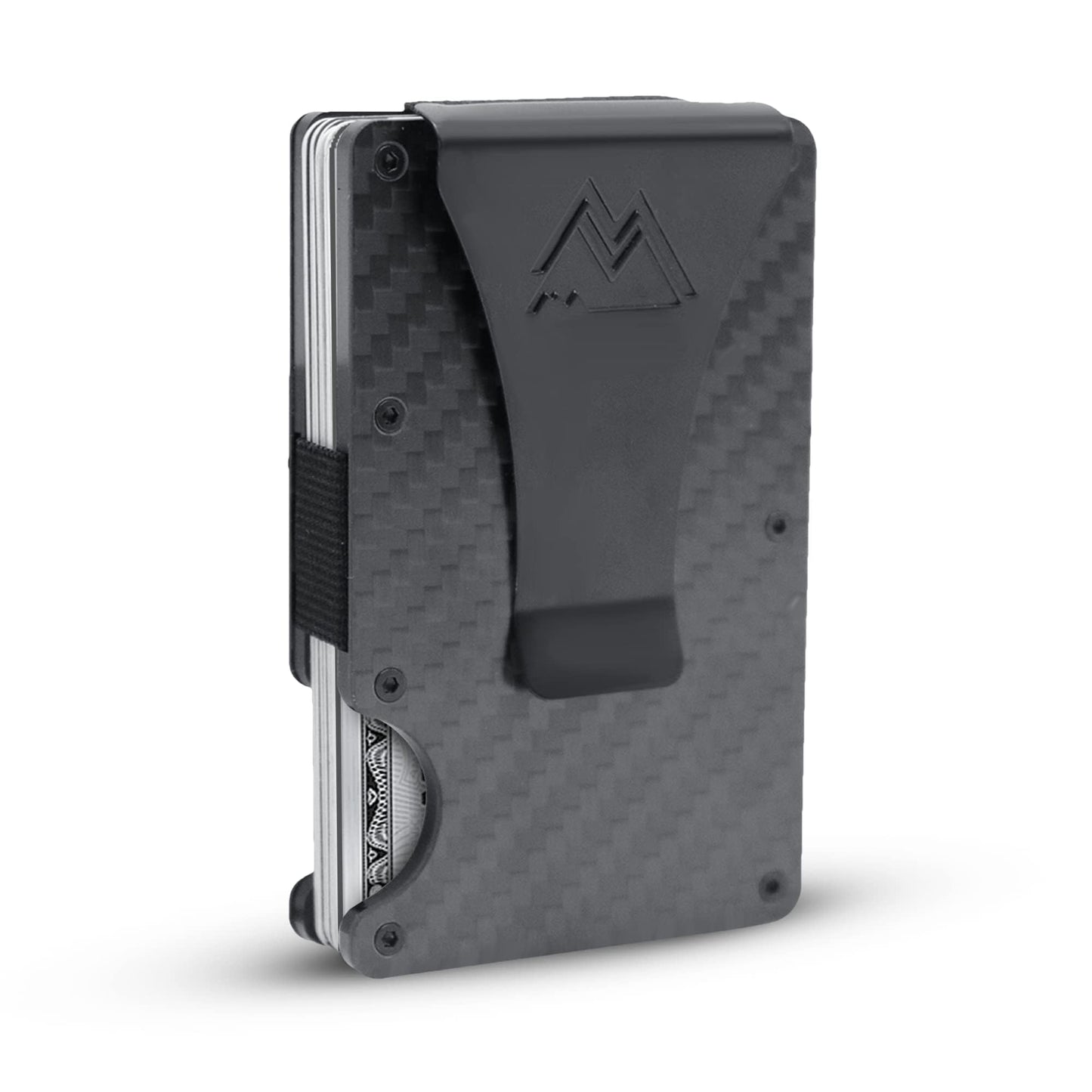 Mountain Voyage Co Minimalist Wallet for Men & Women - Slim RFID Wallet, Scratch Resistant, Credit Card Holder & Money Clip, Easily Removable Money & Cards, (Matte Carbon Fiber)