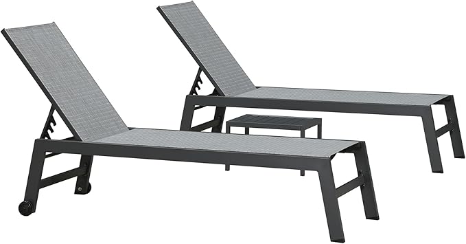 PURPLE LEAF Patio Chaise Lounge Set 4 Pieces Aluminum Outdoor Lounge Chairs