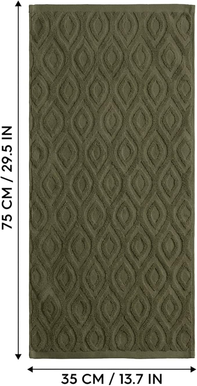 Artoid Mode 2 Pcs Olive Green 3D Diamond Grid Jacquard Hand Towels