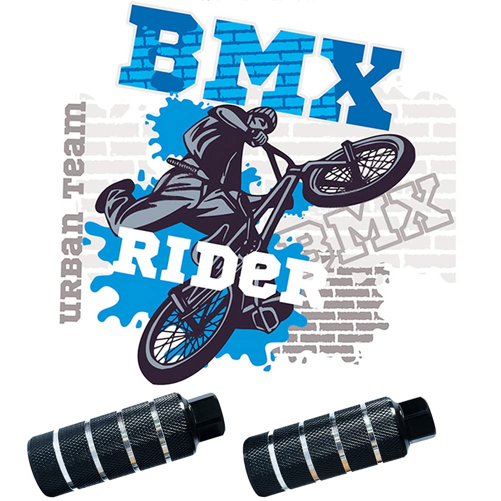 WADEKING WHW Bike Pegs,Suitable for 14mm Axles, Freestyle BMX Bicycles,Durable and Stylish Non-Slip (Black 4)