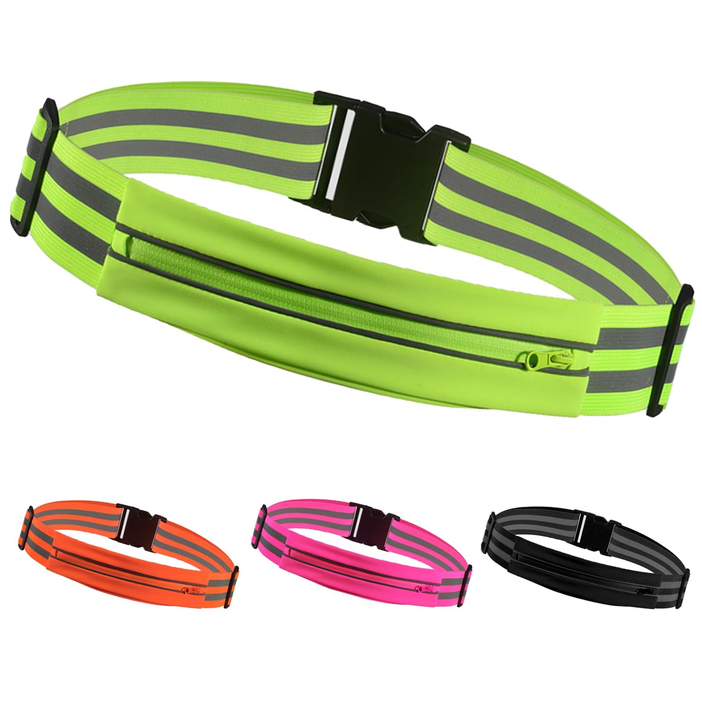 Oeyliz Running Belt Running Phone Belt for Women and Men Phone Holder Runners Pouch Waist Belt Reflective Runners Belt Money Belt Exercise Waist for Workout Jogging Running Gear Accessories (Green)