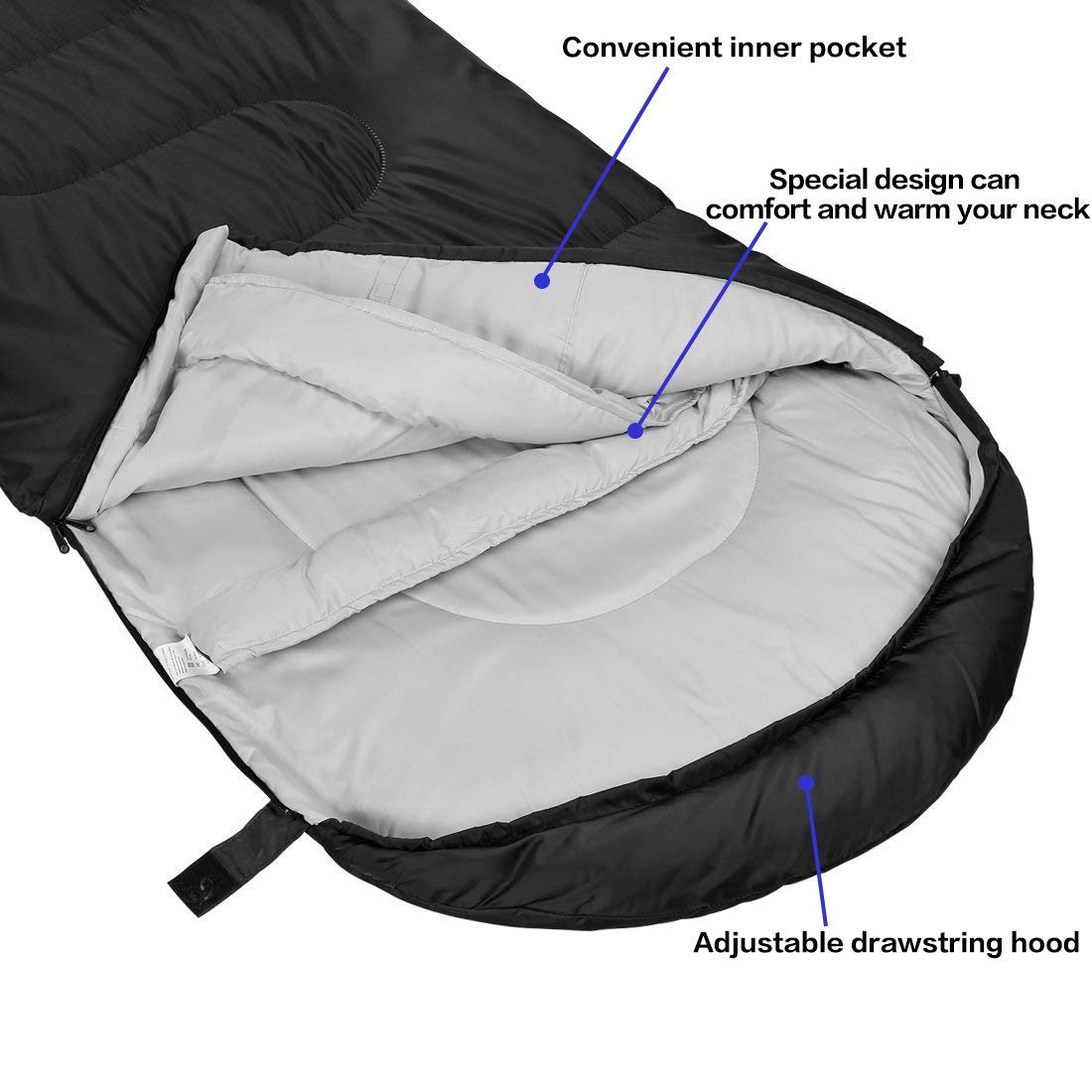 3-4 Season Sleeping Bag for Adults & Kids, Lightweight Warm Cold Weather Camping Bag with Waterproof Compression Sack – Portable for Hiking, Backpacking, Traveling & Outdoor Adventures (Dark Gray)