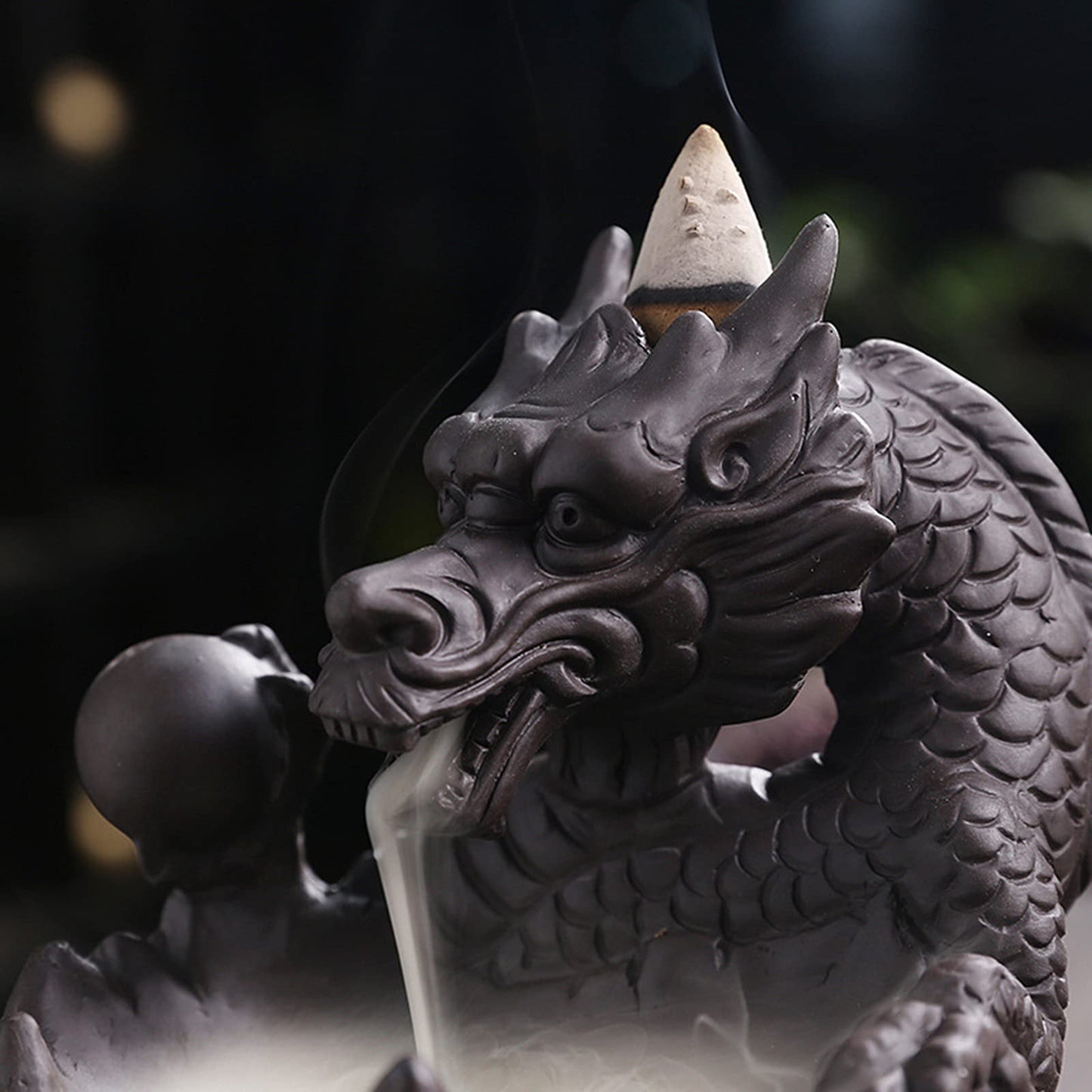 Romehaha Dragon Waterfall Incense Holder - Ceramic Backflow Burner with Skull Head, Zen Meditation Decor for Home, Bedroom, Yoga Studio - Unique Dragon Statue Gift for Aromatherapy & Relaxation
