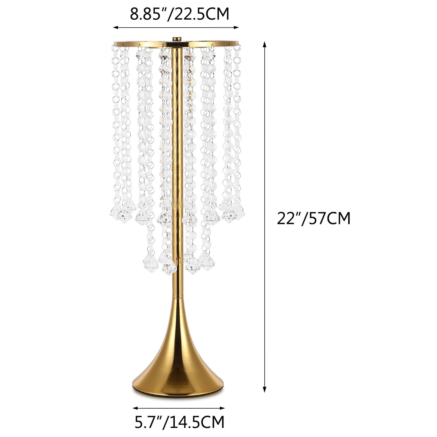 4 Pcs Gold Centerpieces for Table, Rozrety Wedding Centerpiece Vases for Tables 22inch Tall Metal Crystal Flower Stand for Party Event Wedding Anniversary Dinner Home Decorations