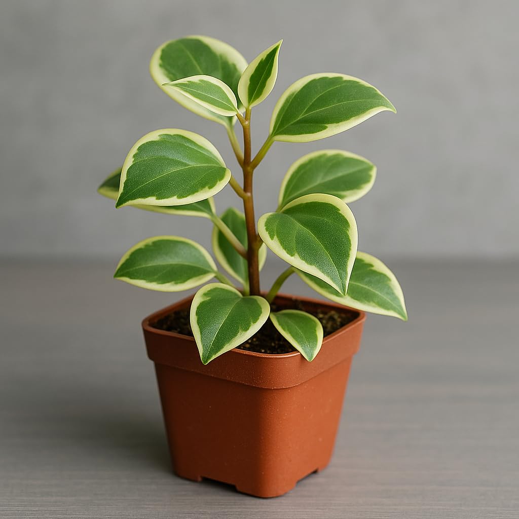 Cupid Peperomia (Peperomia scandens 'variegata) – Live Plant in 2 Inch Pot - Compact, Easy-Care Houseplant with Trailing Charm