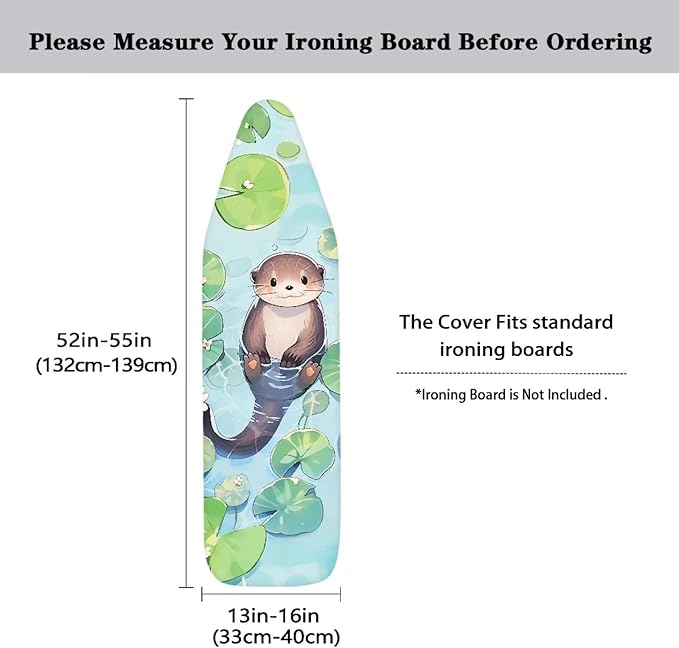 Cute Otter Ironing Board Covers Heavy-Duty Fabric Non Slip Padded Ironing Board