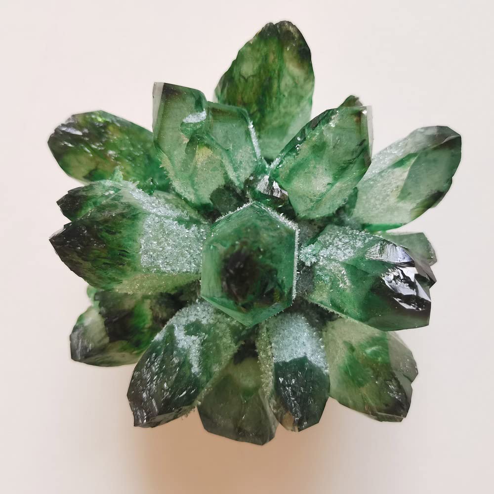 MDYSC Natural Crystal Cluster Clear Quartz Mineral Green Ghost Crystal Cluster Amethsyt Cluster Healing Ornament (Green Ghost Cluster, 0.88-1.1lb)