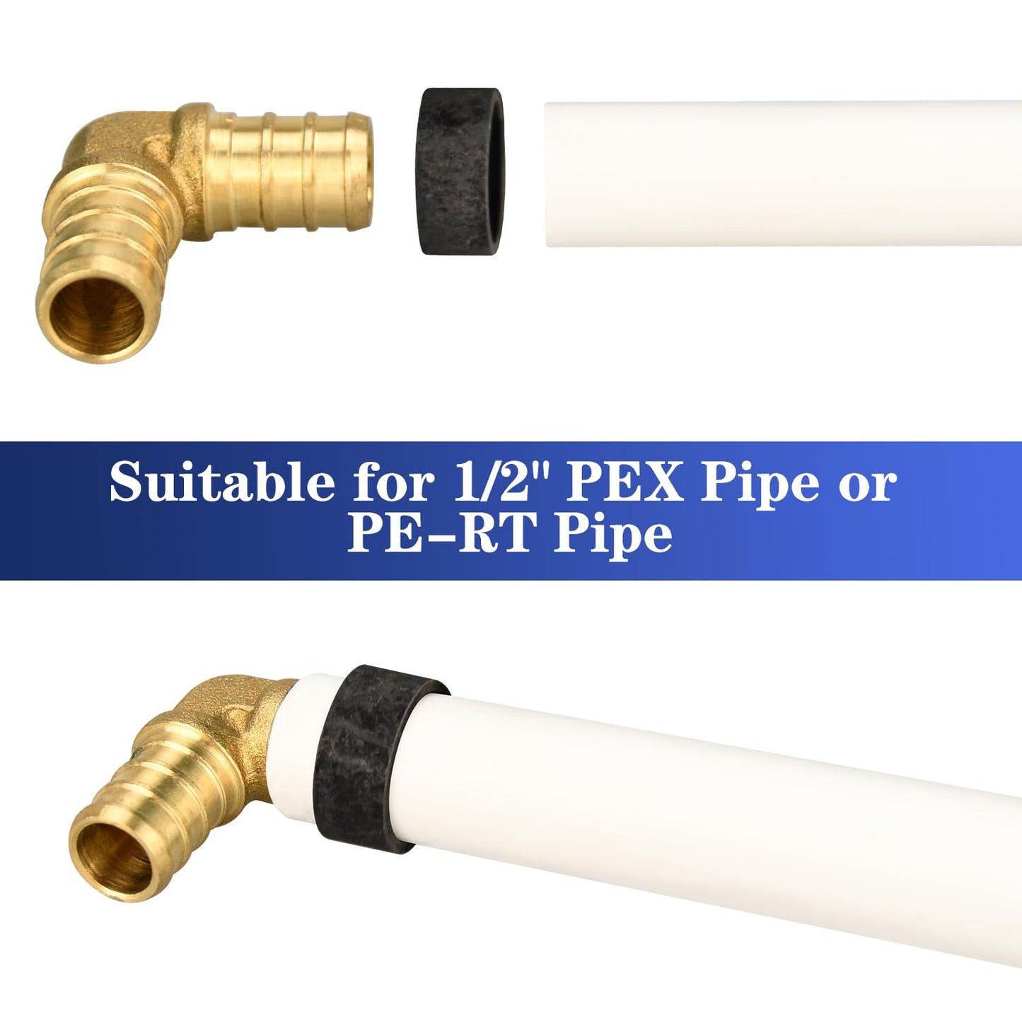 100 Pack 1/2" PEX Copper Crimp Rings, for Pex Pipe Connection (1/2", 100 Pack)