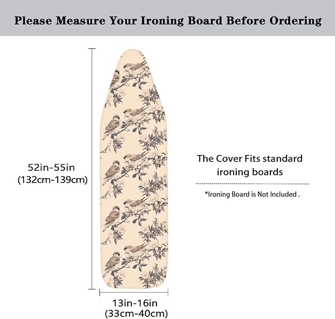 Sparrow Ironing Board Cover 54x15 inches, Forest Bird Standard Ironing Board