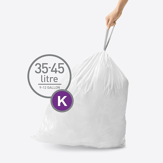 simplehuman Code K 200 Count, Dispenser Pack Custom Fit Liners, Drawstring