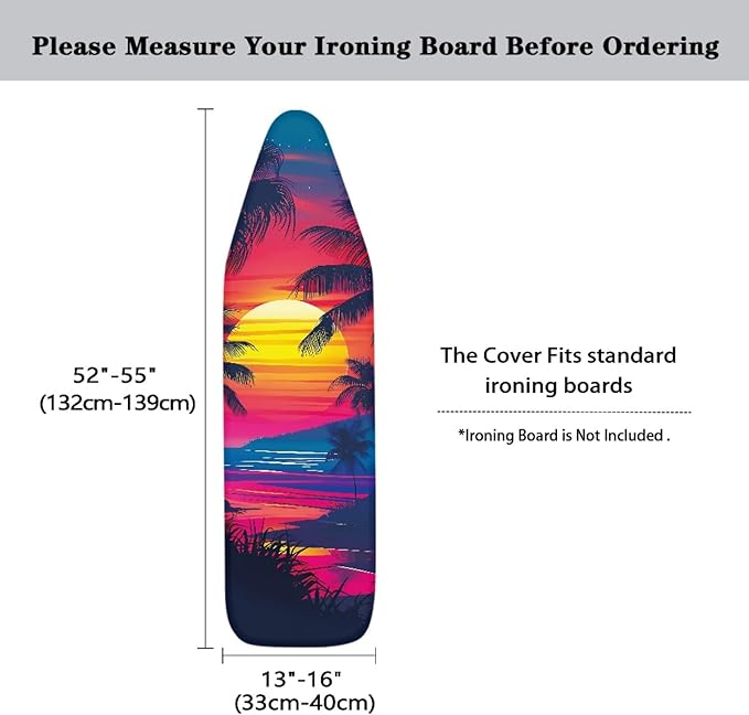 GLENLCWE Hawaiian Palm Watercolor Sunset Ironing Board Cover, 54x15 inches