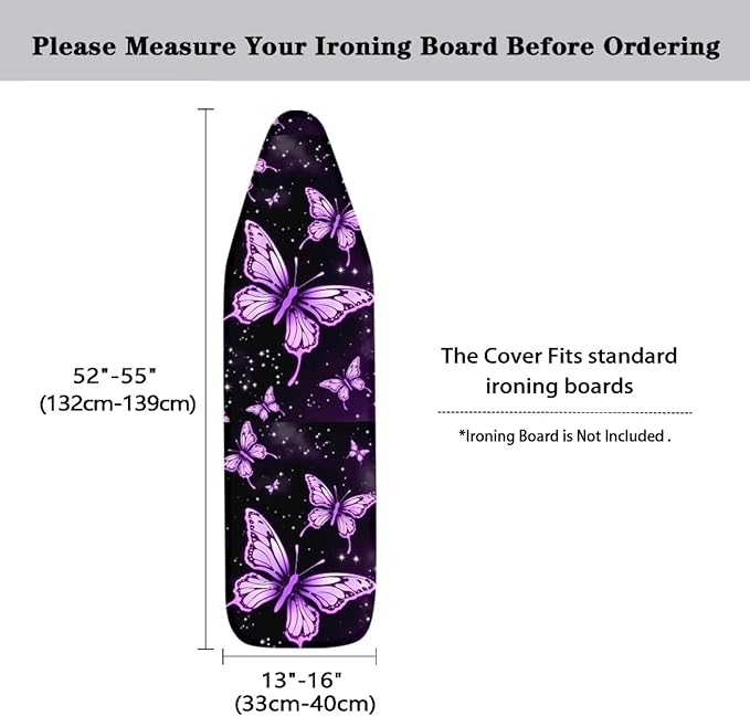 Purple Butterfly Ironing Board Cover Pretective Covers 15 x 54 Heavy Duty Iron