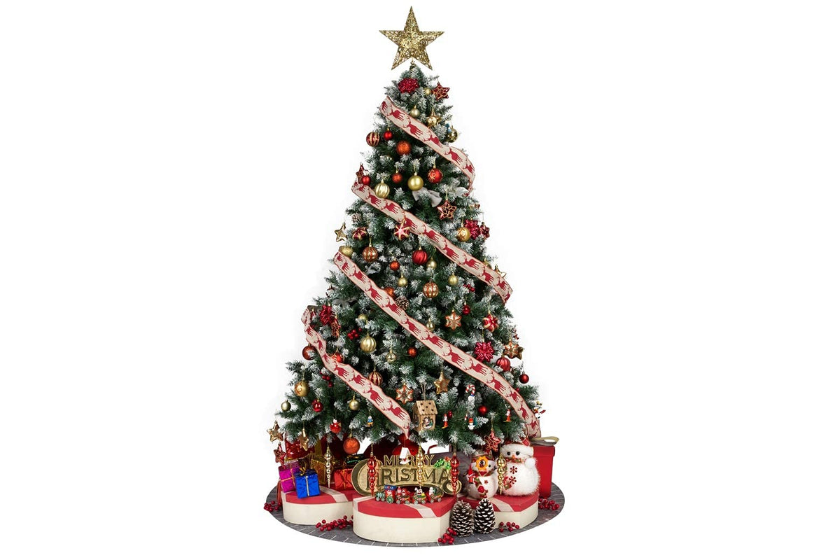 AUXO-FUN 73ct Assorted shatterproof Christmas Ornaments Luxury Collection Set in Reusable Hand-held Gift Package for Christmas Tree Decoration (red & Gold)