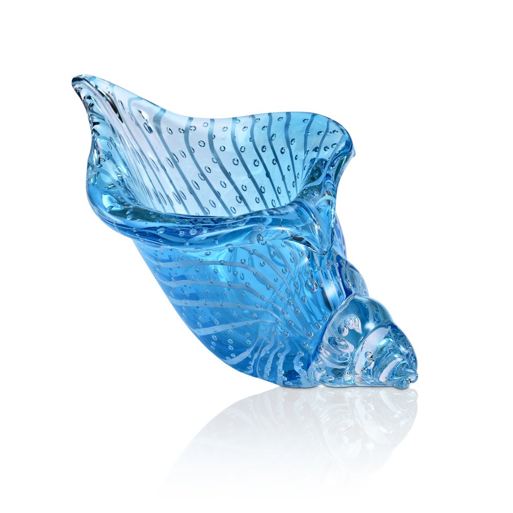 Art Glass Clear Blue Shell