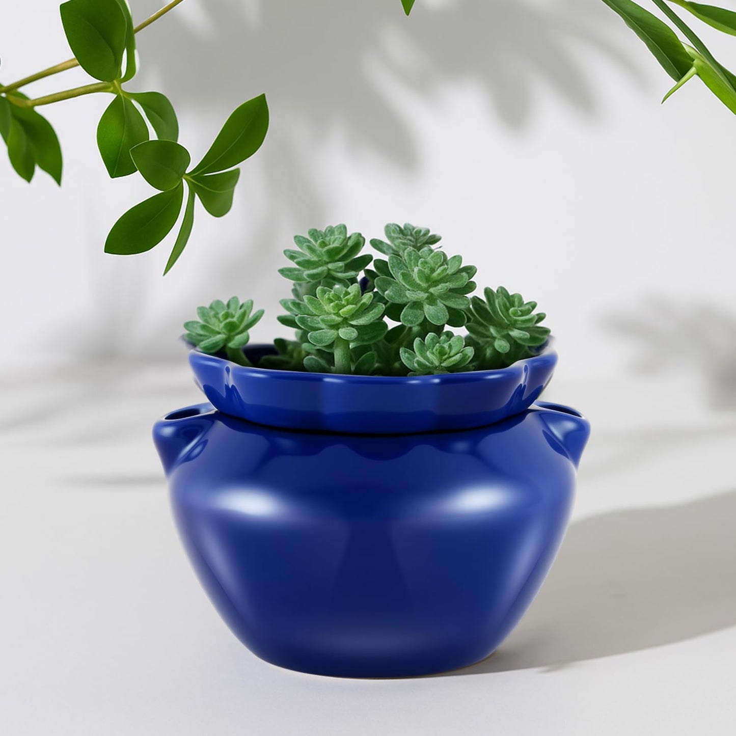 Sunnychicc 4 Sets African Violet Pots 4 Inch Self Watering Pot for Indoor Ceramic Self Watering Planter for Flower Lovers Ideal Plant Pot Thriving Flower Maintenance